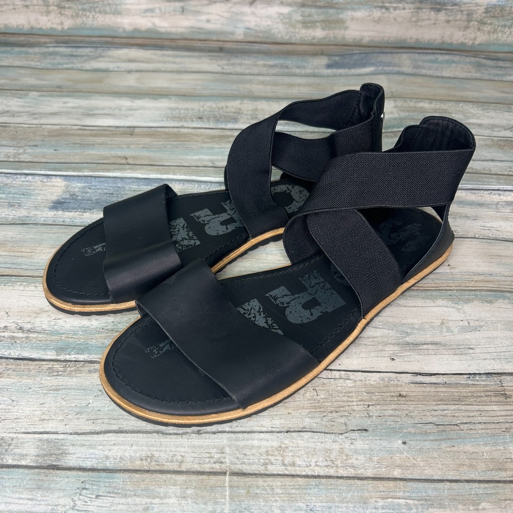 Sorel Black Crisscross Sandals